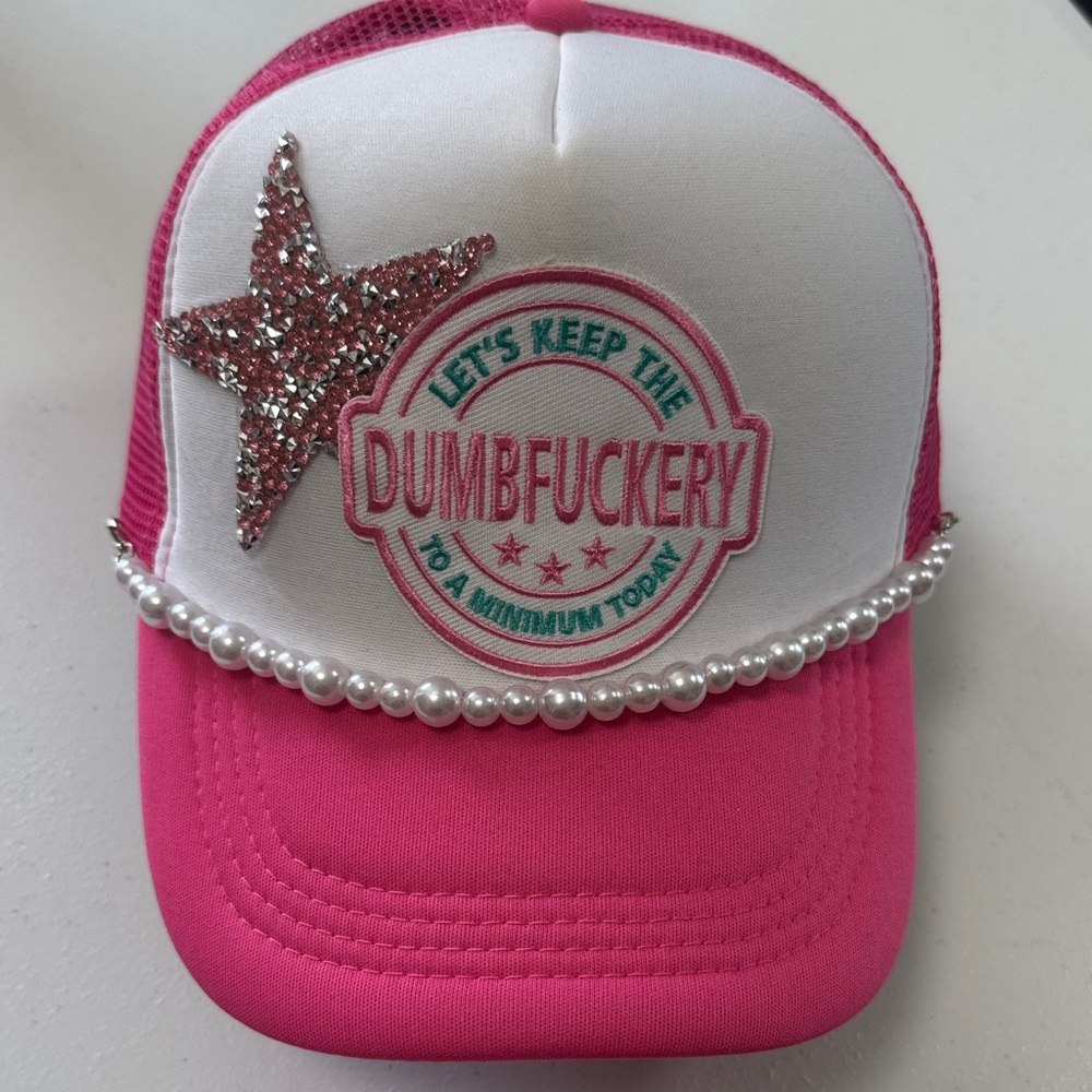 Pink and White Cap with Star Design